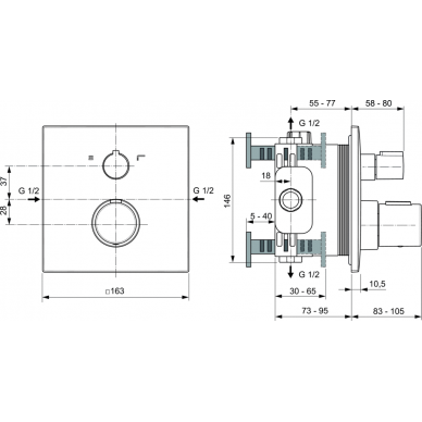 Ideal Standard potinkinis termostatinis maišytuvas voniai Ceratherm C100 2