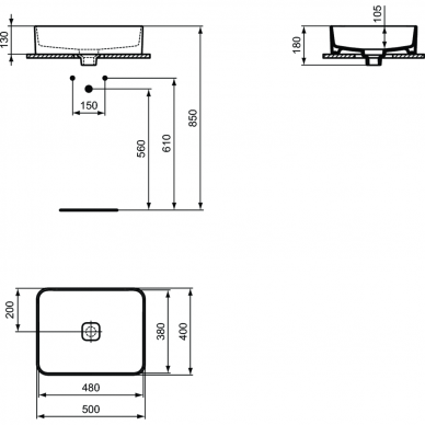 Ideal Standard baldinis praustuvas 500x400 Strada II 2