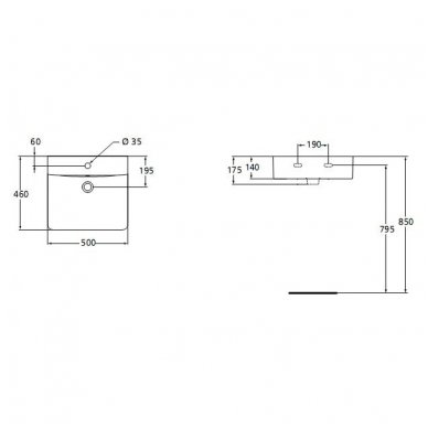 Ideal Standard praustuvas Connect Cube 500x460 E788401 2