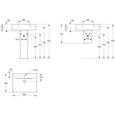 Ideal Standard praustuvas Connect Cube 600x460 E794501 3