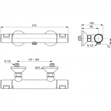 Ideal Standard termostatinis maišytuvas dušui Ceratherm T25 2