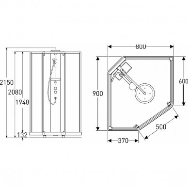 IFO penkiakampė dušo kabina Showerama 10-5 Comfort 800x900 3