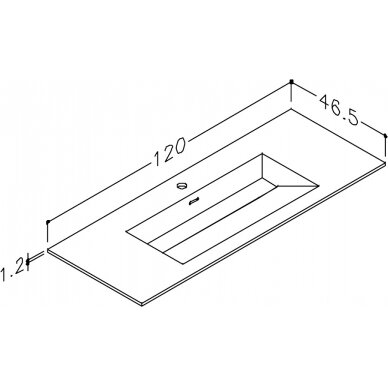 Kamė baldinis praustuvas CORIAN 120 2