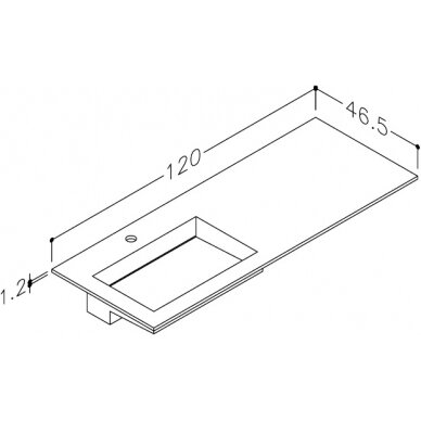 Kamė baldinis praustuvas CORIAN 120-L 2