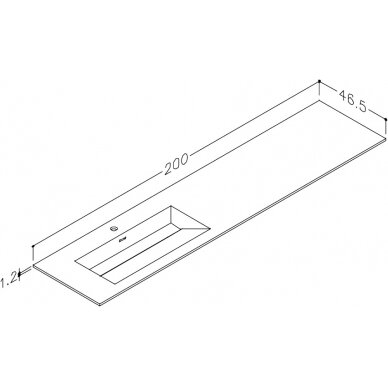 Kamė baldinis praustuvas CORIAN 200-L 2