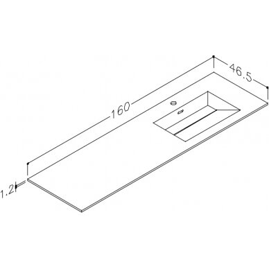 Kamė baldinis praustuvas CORIAN 160-R 2