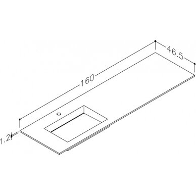 Kamė baldinis praustuvas CORIAN 160-L 2