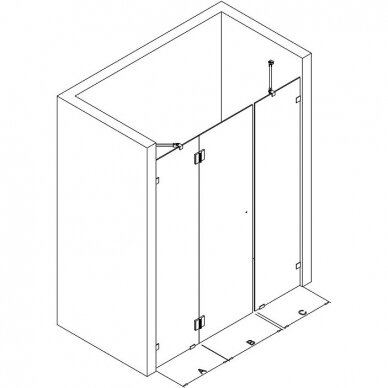Kamė dušo durys su sienele 700-2400mm Modelis 6 4