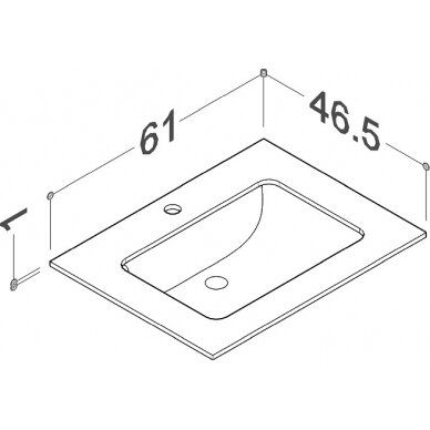 Kamė praustuvas su stalviršiu ILSA 60 3