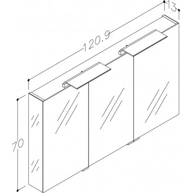 Kamė veidrodinė spintelė su šviestuvu WAVE 120 2