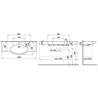 Laufen baldinis praustuvas 1500x510 Palace 811706 2