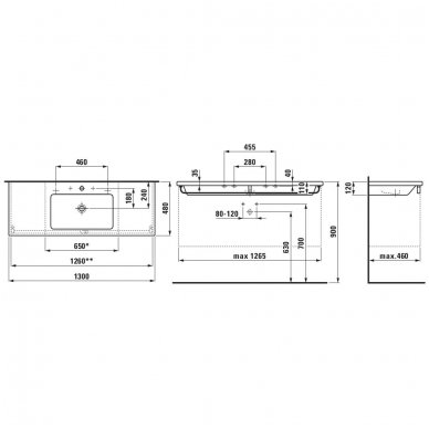 Laufen baldinis praustuvas 1300x480 Living Square 2