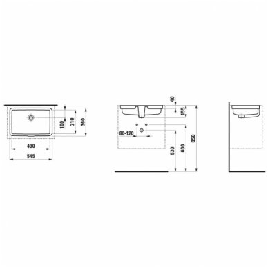 Laufen iš apačios montuojamas praustuvas 535x360 Living City 4