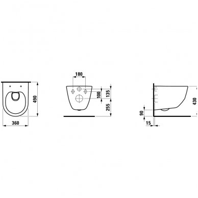 Laufen pakabinamas WC Pro New Compact (Rimless) 820965 5