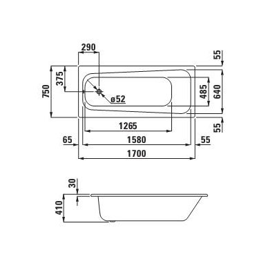 Laufen vonia 1700x750 Moderna Plus 225130 2