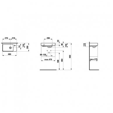 Laufen praustuvas 480x280 Pro S 815954 2