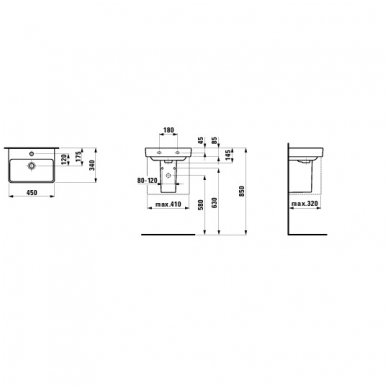 Laufen praustuvas 450x340 Pro S 815961 4