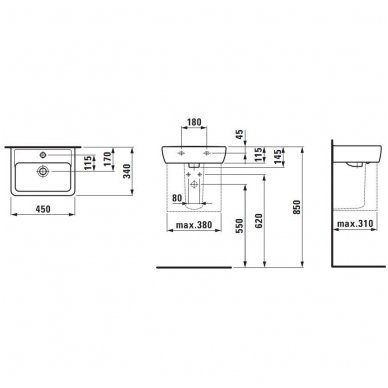 Laufen praustuvas 450x340 Pro 811951 2