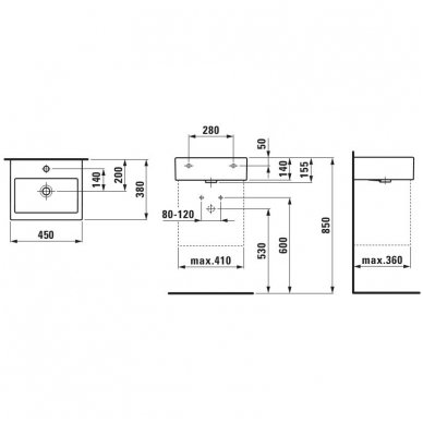 Laufen praustuvas 450x380 Living City 815432 2