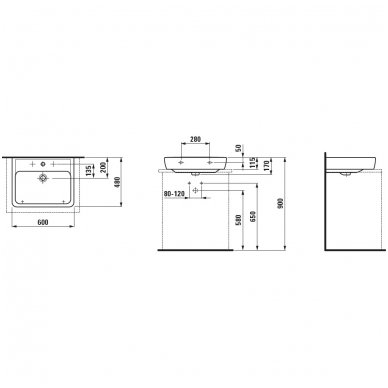 Laufen praustuvas su nušlifuota apačia 600x480 Pro 817952 3