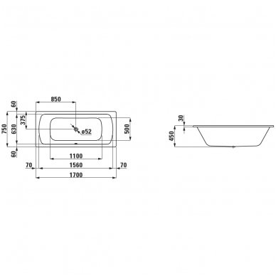 Laufen vonia 1700x750 Moderna Plus 225070 2