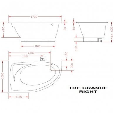 PAA asimetrinė vonia Tre Grande 1700x1000 5