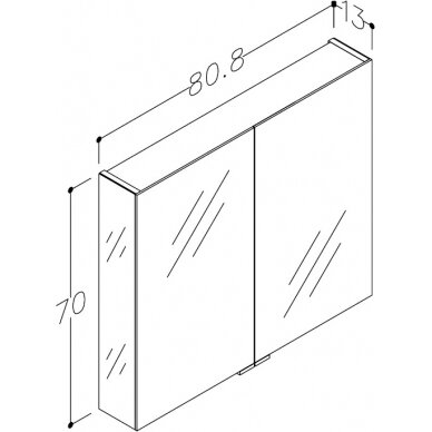 Raguvos baldai veidrodinė spintelė 80 2