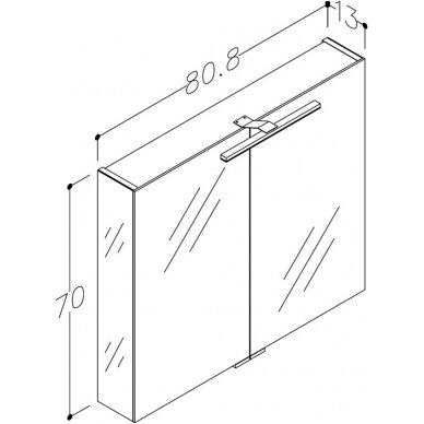Raguvos baldai veidrodinė spintelė su šviestuvu GARDA 80 2