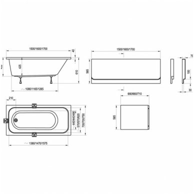 Ravak stačiakampė vonia Chrome 1500x700 2