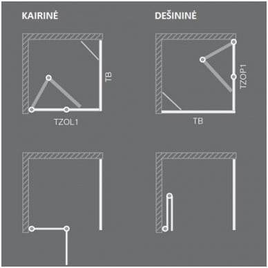 Roth kvadratinė dušo kabina TZOL1+TB/TZOP1+TB 800x800 2