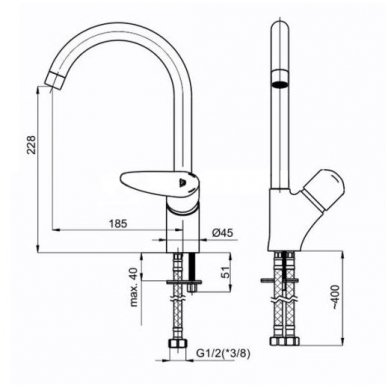 Rubineta maišytuvas plautuvei Static-33 A30008 2