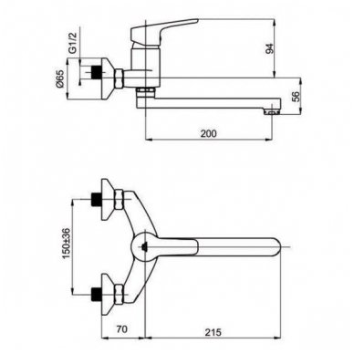 Rubineta potinkinis maišytuvas voniai Uno-14 N41001 2