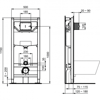 Ideal Standard potinkinis rėmas WC puodui ProSys 120M 2