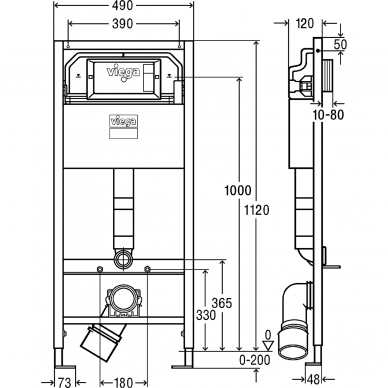 Viega WC potinkinis rėmas Prevista Dry 3in1 3