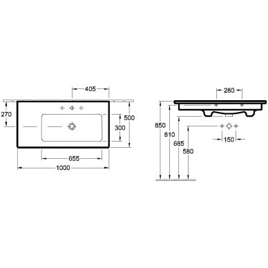 Villeroy & Boch praustuvas 1000x500 Venticello 4134L101/4134R101 3