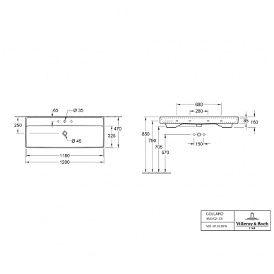 Villeroy&Boch praustuvas 1200x470 Collaro 2