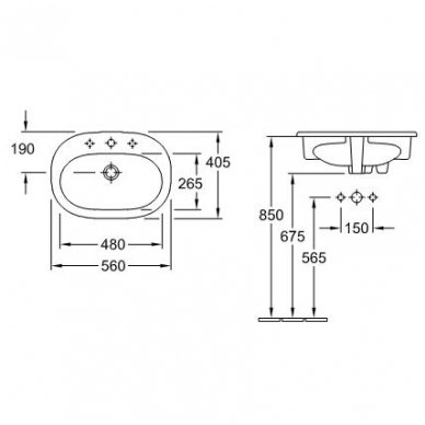 Villeroy&Boch įleidžiamas praustuvas 560x405 O.Novo 41615601 2