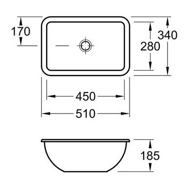 Villeroy&Boch po stalviršiu montuojamas praustuvas 450x280 Loop&Friends 61631001 2