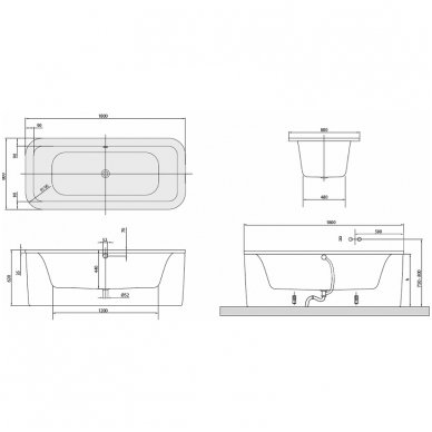 Villeroy&Boch laisvai pastatoma vonia Loop & Friends Oval Duo 1800x800 UBA 180 LFO 7PDV-01 3