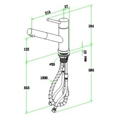 Villeroy&Boch maišytuvas plautuvei su ištraukiamu dušeliu Como Shower 9252 2