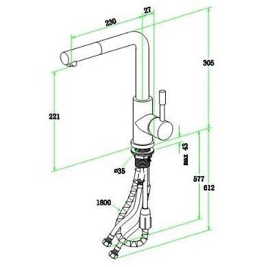 Villeroy&Boch maišytuvas plautuvei su ištraukiamu dušeliu Steel Shower 9697 2