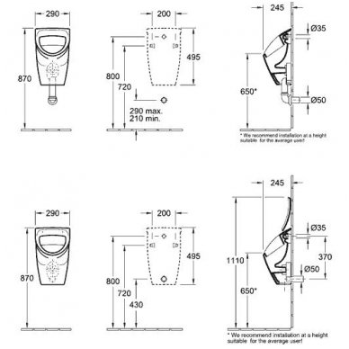 Villeroy&Boch pisuaras O.Novo 75570001/75570101 2