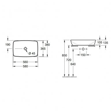 Villeroy&Boch praustuvas 580x380 Artis 417258R1 2