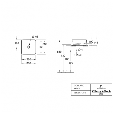 Villeroy&Boch praustuvas 380x380 Collaro 2