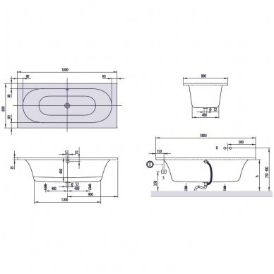 Villeroy&Boch vonia Loop & Friends Oval Duo 1800x800 UBA 180 LFO 2V-01 2