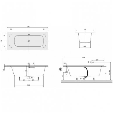 Villeroy&Boch vonia Loop & Friends Square Duo 1700x750 UBA 170 LFS 2V-01 2