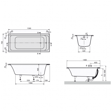 Villeroy&Boch vonia Omnia Architectura Solo 1500x700 UBA 157 ARA 2V-01 2