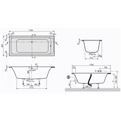 Villeroy&Boch vonia Omnia Architectura Duo 1700x800 UBA 178 ARA 2V-01 2