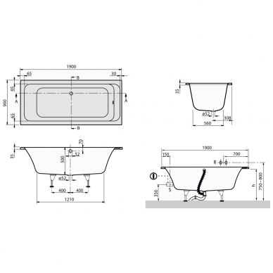 Villeroy&Boch vonia Omnia Architectura Duo 1900x900 UBA 199 ARA 2V-01 2