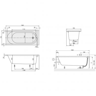 Villeroy&Boch vonia O.Novo Solo 1600x700 UBA 160 CAS 2V-01 2